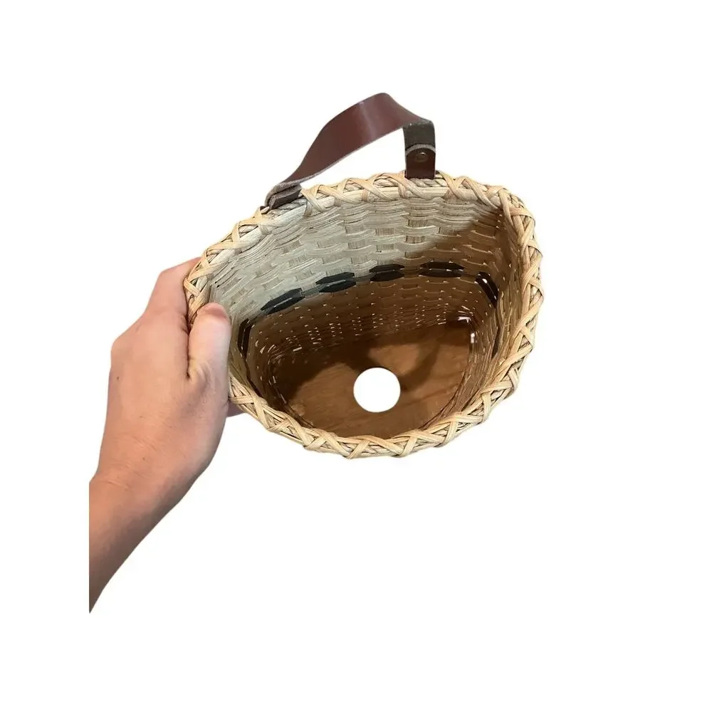 Handmade Wicker Basket Bag Holder Sara Miller Farmhouse County Rustic‎ Striped